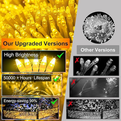 1332 LED 132FT Christmas Lights,296 Drops Icicle Lights with 12 Modes | Warm White Icicle String Lights with Timer and Dimming for Long Rooflines, Wide Eaves, Storefronts and Wedding Backdrops
