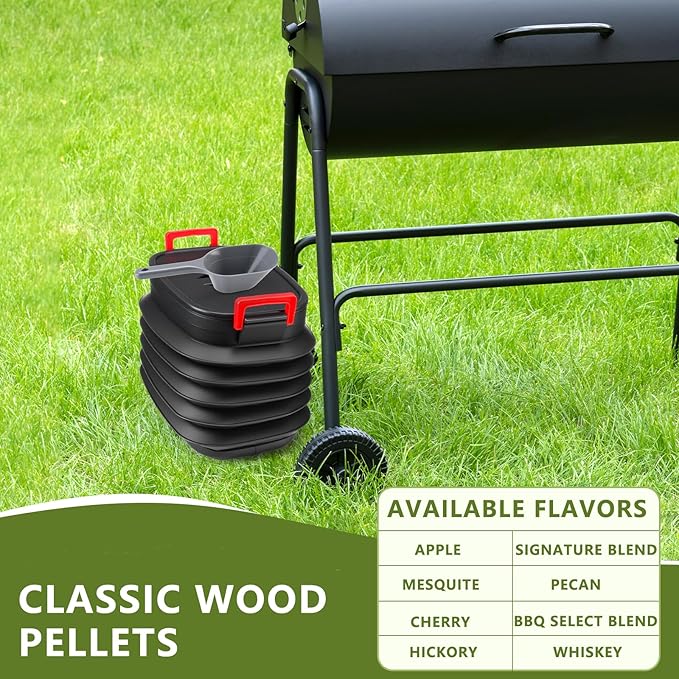 Geelin Wood Pellet Storage Containers with Scoop & Stickers Kit Smoker Pellet Storage Bin Black with Lids Grill Accessory