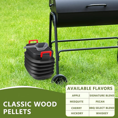 Geelin Wood Pellet Storage Containers with Scoop & Stickers Kit Smoker Pellet Storage Bin Black with Lids Grill Accessory