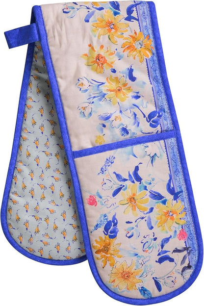 Maison d' Hermine Double Oven Mitts 100% Cotton 7"x35" Double Oven Mitt Heat Resistant BBQ Cooking Gloves with Loop Baking Grilling Kitchen Hotel Home Farmhouse Spring Summer (Girassol)