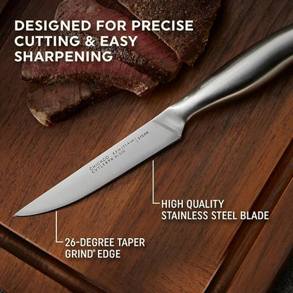 Chicago Cutlery Insignia Steel 4-Piece Steak Knives, 4.5" Stainless Steel Blades for Effortless Cutting, For Home Kitchen and Professional Use