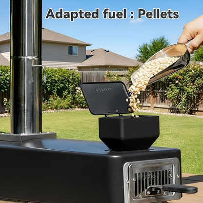 Portable Pizza Oven, Outdoor Pizza Stove, Wood Pellet Burning Pizza Oven with Pizza Stone for Outdoor Backyard Pizza Maker Garden Kitchen, PS105