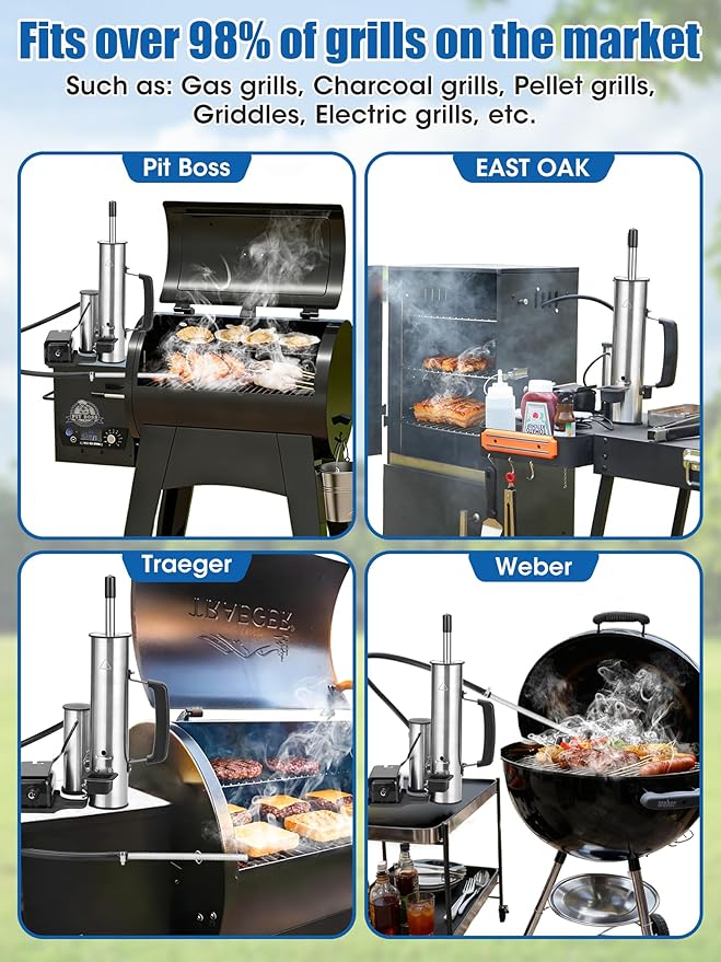 Upgrade Cold Smoker Generator, Smoke Tube for Pellet Smoker for Gas Grilling, Cordless Electric Cold/Hot Smoker Generator: Fit Over 90% of Gas and Pellet Grill, Suitable for all Seasons, Gifts for Men