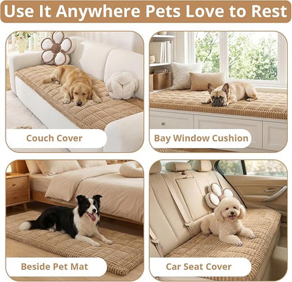 OstepDecor Couch Cover for Dogs, Washable Non Slip Sofa Cover for Pets | Soft Couch Covers for Sofa, Loveseat and Sectional, Furniture Protector Against Pet Hair & Dirt (27.6" x 70.9", Khaki)
