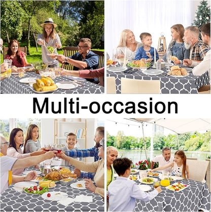Smiry Oval Table Cloth, Waterproof Vinyl Tablecloths with Flannel Backing for Oval Tables, Wipeable Spillproof Plastic Tablecloth for Dining, Camping, Indoor and Outdoor (60"x84", Grey)
