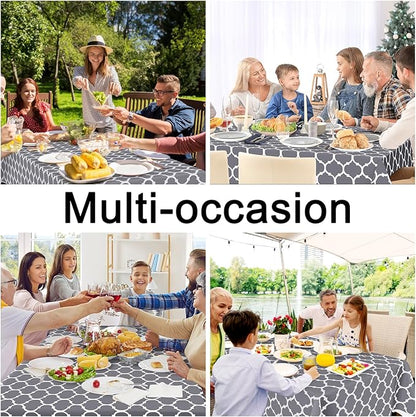 Smiry Rectangle Table Cloth, Wipeable Spillproof Plastic Tablecloths for Dining, Waterproof Vinyl Tablecloth with Flannel Backing for Rectangle Tables, Camping, Outdoor and Indoor (70"x120", Grey)