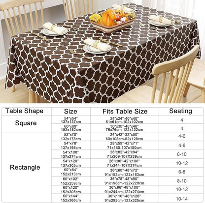 Smiry Rectangle Table Cloth Cover, Waterproof Vinyl Tablecloth with Flannel Backing for Rectangle Tables, Wipeable Spillproof Plastic Tablecloths for Dining, Camping and Indoor (60"x102", Coffee)