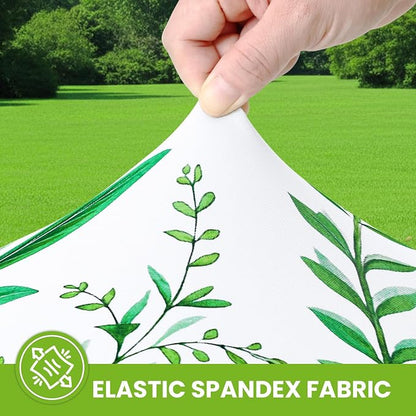 Smiry Spandex Fitted Tablecloth for 8 Foot Rectangle Tables, Washable Picnic Table Cover with Elastic, Stretch Reusable Table Cloth for Outdoor, Camping, Dining & Kitchen (Leaf, 30"x96")