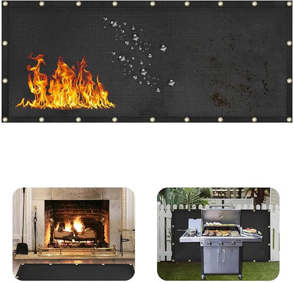 Heat Shield Behind Grill Black Fireproof Cover and Screen Protect Deck Railing from Grill Heat Shield for Wood Stove, 3’x8’ Wall Protector for Fridge Waterproof BBQ Mat UV Resistant Privacy Screen