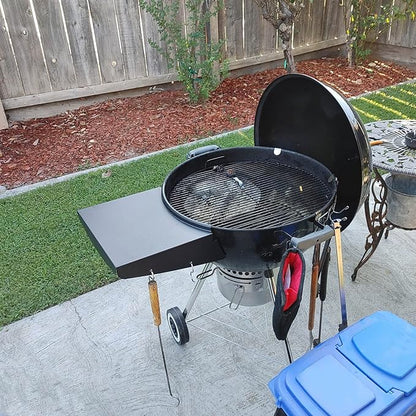 GRISUN Grill Table Shelf and Lid Holder for Weber Kettle Grills 22 Inches, Charcoal Grill Side Table Shelf and Slide a Side Lid Prop, Charcoal Grill Accessories for Weber, (Grill No Included)