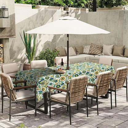 Outdoor Rectangle Tablecloth, 60×84 Inch Water Repellent Picnic Table Cover with Umbrella Hole Zipper for Patio Family Meal, Fiesta Floral