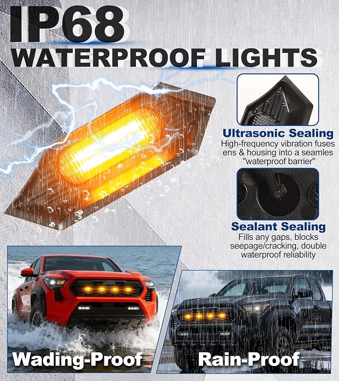 Grill Lights for Toyota Tacoma 2024-2026 Accessory TRD Sport Off Road, RGB | Direct-Snap Raptor Lights Tacoma 4th Gen Front Grille OEM-Style LED Design, IP68 Waterproof, Enhanced Night Visibility
