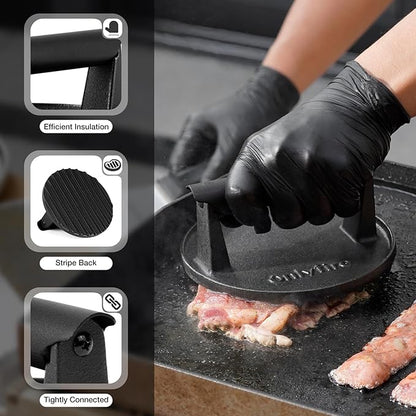 onlyfire 3pcs Griddle Accessories Kit for Blackstone, Cheese Melting Dome & Burger Press Kit for Outdoor Camping, Flat Top Teppanyaki Grilling & Steaming