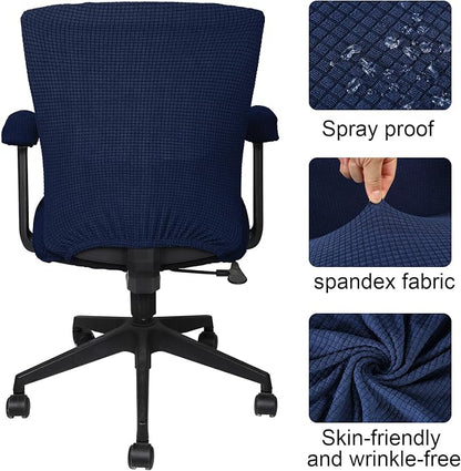 Tallew 4 Pcs Office Chair Covers Stretchable Armrest Seat,XL,Navy | Universal Fit Office Desk Chairs, Protective Seat Backrest Slipcovers, Stretchable Prevent Wear, Easy Install for Rotating