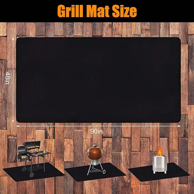 THMINS Extra Under Large Grill Mat, 90x48 Inches – Fireproof, Waterproof & Oil-Proof Deck and Patio Protector for Outdoor BBQ