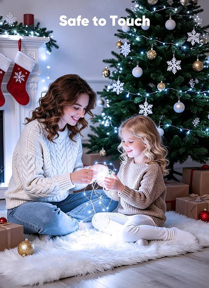 Minetom 33FT 100LED Fairy Lights Battery Operated, Pure White String Lights | Safe to Touch, Waterproof Starry Lights for Bedroom Dorm Patio Mason Jar Plant Wedding Party Indoor Christmas Decoration