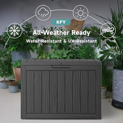 55 Gallon Outdoor Waterproof Storage Box, UV Resistant Resin Deck Box with Built-in Handle, Outdoor Storage Container for Patio Furniture, Garden Tools, Patio Cushions, Black