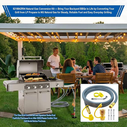 8216842R04 Natural Gas Conversion Kit Compatible with Char-Broil Commercial & Signature Series Dual Fuel Grill(2020-Newer),Propane to Natural Gas Conversion Kit with CSA Gas Hose & 3/8" Quick Connect.