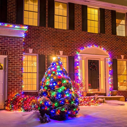 JMEXSUSS 200 LED Multicolor Christmas Lights, 66ft String Lights Plug in | Connectable, Waterproof, 8 Modes, indoor Outdoor Use, Green Wire Tree Lights for Christmas, Porch, Fence, House Decorations