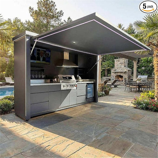 Outdoor Kitchen with BBQ Grill, Lift Door, Refrigerator & Sink | Stainless Steel Modular Outdoor Kitchen Island for Backyard Patio Cooking