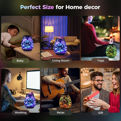 Inrorans Glass Electric Wax Melt Warmer Oil Burner with Stable Heating PTC Reusable Silicone Tray 7 Colorful Changing Led Light Night Light Scent Warmer for Home Fragrance Warmers-Dolphin Timer