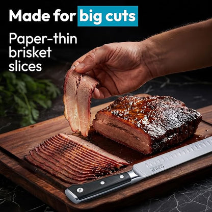 Cutluxe 2-Piece Carving Knife Set for BBQ & Brisket – Razor-Sharp German Steel – 12" Slicing & 6" Boning Knife for Meat Cutting, Sheaths Included, Full Tang & Ergonomic Handles – Artisan Series