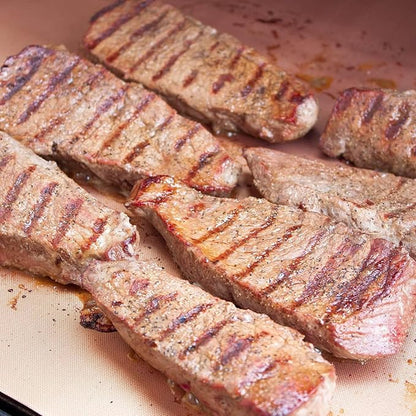 Copper Grill Mats for Outdoor Grill（Set of 6), Nonstick & Easy to Clean BBQ Grilling Sheets, Reusable & Heavy Duty Mats Works on Outdoor Gas, Electric, Charcoal Grill