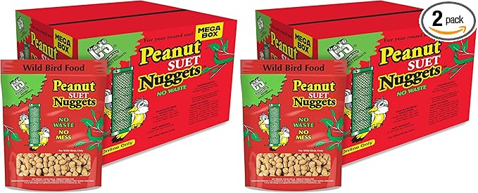 C&S Wild Bird Peanut Suet Nuggets Mega Box, 8 Pounds (Pack of 2)