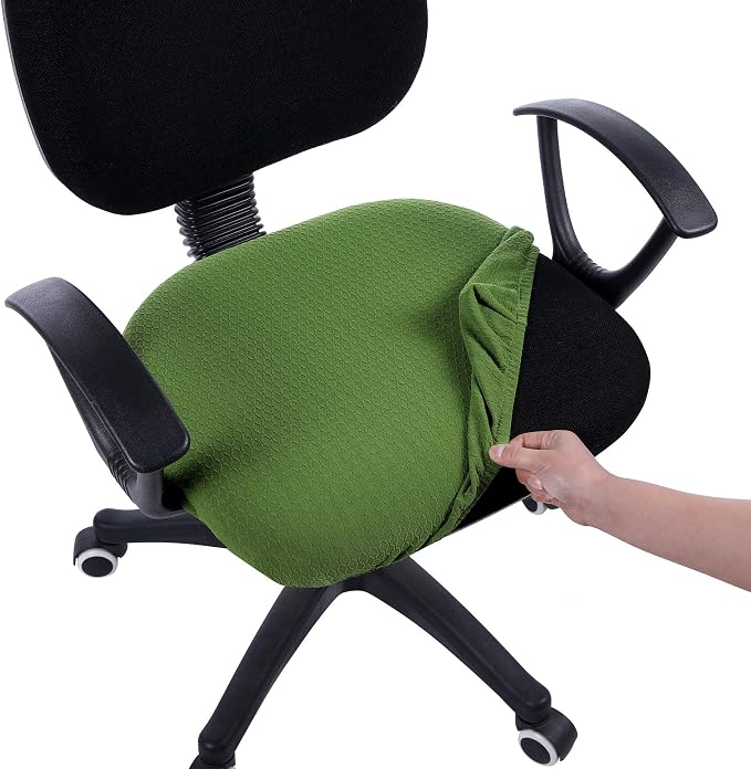 Smiry Office Computer Chair Seat Covers for Desk, Anti-dust Protector | Stretch Jacquard Removable Washable Desk Chair Seat Cushion Protectors, Olive Green