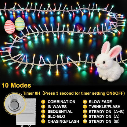 46ft 500 LED Easter String Lights Plug in, Pastel Twinkle Fairy Lights, 16 Modes Waterproof Easter Outdoor Lights, Colored String Lights for Christmas Tree Indoor Outdoor Spring Decorations