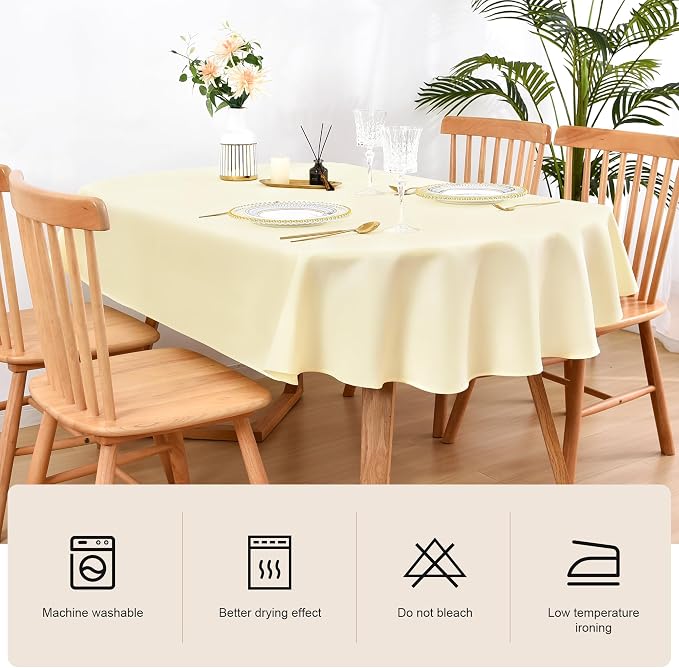 Wolkemer Large Oval Tablecloth 60 x 120 Inch Washable Fabric Table Cloth | Oval Table Cloth, Solid Ivory Cloth Tablecloth, Oval Table Cover for Dining Wedding Party Banquet Tabletop Decoration