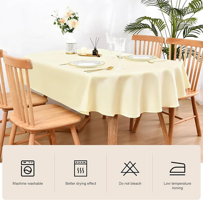 Wolkemer Oval Tablecloth 60 x 102 Inch Washable Fabric Table Cloth | Oval Table Cloth, Solid Ivory Cloth Tablecloth, Oval Table Cover for Dining Wedding Party Banquet Tabletop Decoration