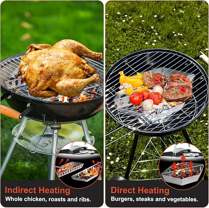 Pack of 2 Charcoal Baskets, High Temperature, Corrosion Resistance, Direct and Indirect, Barbecue Charcoal Holder for Briquettes, Wood Chips Coals, Grates