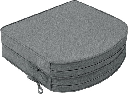 Outdoor Chair Cushions, D Shaped, Set of 2, 18.5 x 16, Dark Grey | Fade-Resistant, Water-Resistant, Patio Furniture Seat Chair Pads Replacement, Non-Slip Bottom with Ties, Removable Cover