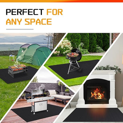 80 x 48 Inch Extra Large Under Grill Mats for Outdoor Grill, Double-Sided Fireproof BBQ Grill Mat, Waterproof Oilproof Heavy-Duty Protector for Charcoal Gas Grills, Fire Pits, Deck, Patio and Lawn