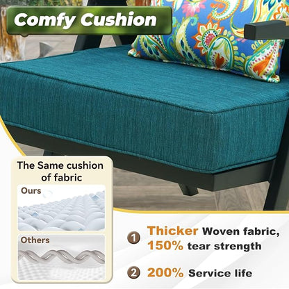 Deep Seat Patio Cushions Set 19 x 19 Inch,Olefin Fabric Outdoor Seat Cushion,Patio Furniture Cushions with Removable Cover,Rain-Proof and Fade Resistant Deep Seat Bottom & Back Cushion,1set