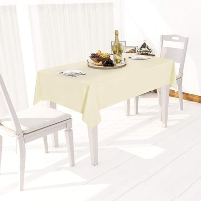 sancua Waterproof Rectangle Vinyl Tablecloth Table Cloth 60x84 Inch, Beige | 100% Oil Spill Proof, PVC Material, Wipe Clean Table Cover for Dining Tables, Buffet Parties and Camping