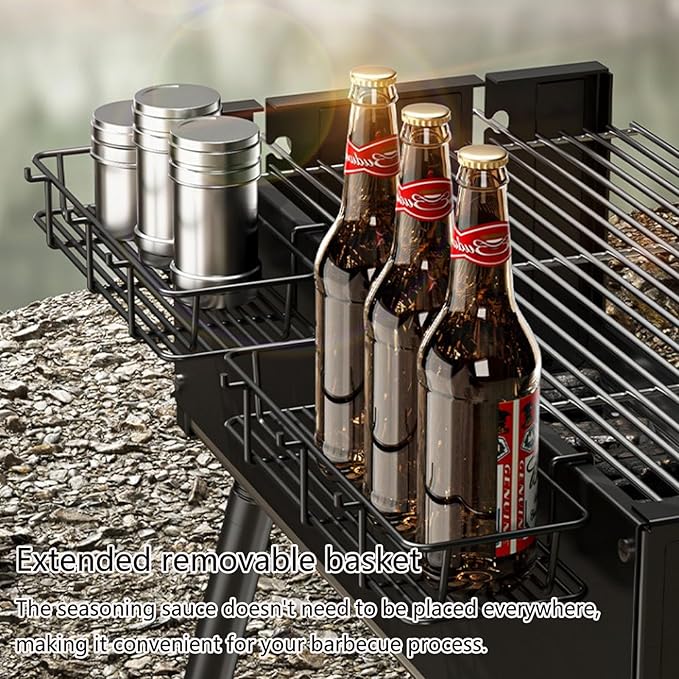 Large Outdoor Charcoal BBQ Grill Outdoor Cooking Barbecue Grill Extra Large Cooking Area with Height Adjustable Cooking Grate for Backyard Camping Picnics Beach