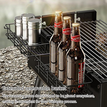 Large Outdoor Charcoal BBQ Grill Outdoor Cooking Barbecue Grill Extra Large Cooking Area with Height Adjustable Cooking Grate for Backyard Camping Picnics Beach