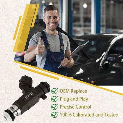 FBJC100 Fuel Injectors,Compatible with/Infiniti G35 QX4 I30 FX35 3.5L V6 2001-2004,Compatible with/Nissan 350Z Pathfinder Maxima 3.5L/3.0L V6 2001-2004, |4 Holes| |Set of 6|,Replace#166005L700,FJ653