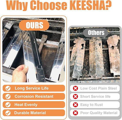 KEESHA Universal Heat Plates Tent Shield Grill Parts Stainless Steel Adjustable Burner Cover Flame Tamer for Nexgrill Parts Charbroil and Other Barbecue Gas Grill
