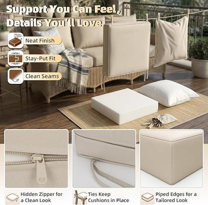 Outdoor Chaise Lounge Chair Cushion (Cream, 24 x 24 x 5 inches)