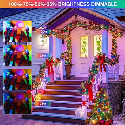 JMEXSUSS 2 Pack Solar String Lights Outdoor Waterproof, Total 66 FT 200 LED Solar Christmas Lights Outdoor, Twinkle Light for Christmas Tree Outside Garden Yard Xmas Decor, Warm White to Multicolor