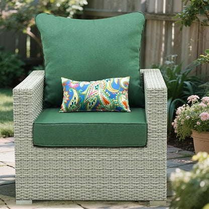 Outdoor Seat Cushion Set 24 x 22 Inch,Olefin Deep Seat Patio Cushions,Patio Furniture Cushions with Removable Cover,Rain-Proof and Fade Resistant Deep Seat Bottom & Back Cushion with Pillow,1 Set