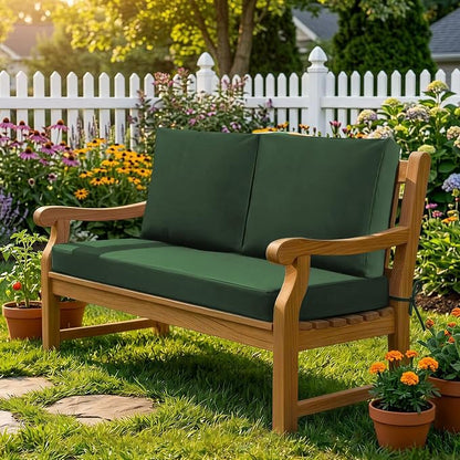 Outdoor Loveseat Cushions, 48×24×5 Inch, Waterproof, Forest Green | Patio Loveseat Cushions for Outdoor Furniture, Fade Resistant, Outdoor Bench Cushions, for Wicker Furniture, Swing, Couch