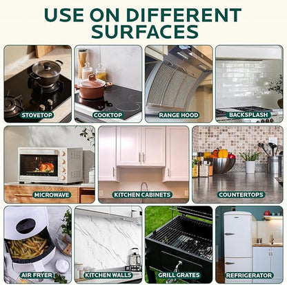 Degreaser Cleaner Heavy Duty Spray: Foaming Kitchen Cleaner Spray Cuts Through Baked-On Grease on Ovens Stove Tops Grills - Clean Up Kitchen Oil Stains Spray for Multi-Surface Cookware & Countertop