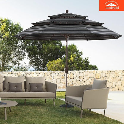 ABCCANOPY 5-Year 10-Year No Fading 9FT 3 Tiers Patio Umbrella, Outdoor Table Umbrella with 8 Sturdy Ribs for Deck, Backyard, Garden, Yard