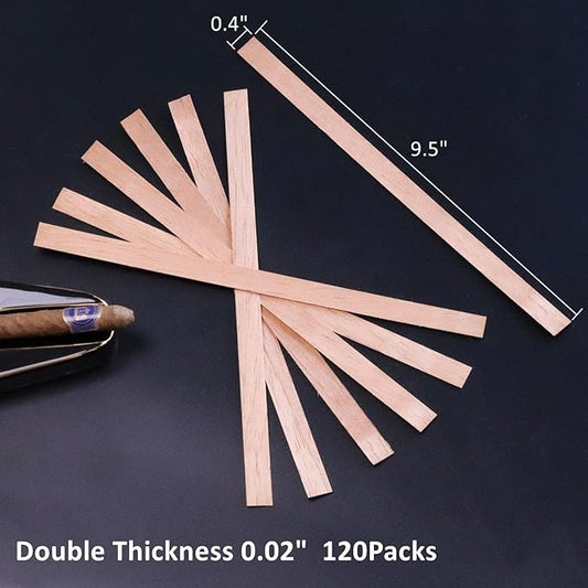 Woho 120 Packs Upgrade Spanish Cedar Wood Spills Strips Sticks for Cigar Lighting, Spanish Cedar Lighter for Cigar Humidor/Tray/Box/Case, Cigar Matches for Cigar Storage/Aging (Double Thickness 0.02")