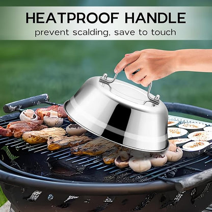Onader 6 Inch Round Melting Dome Griddle Lid Set of 4, Stainless Steel Small Basting Cover
