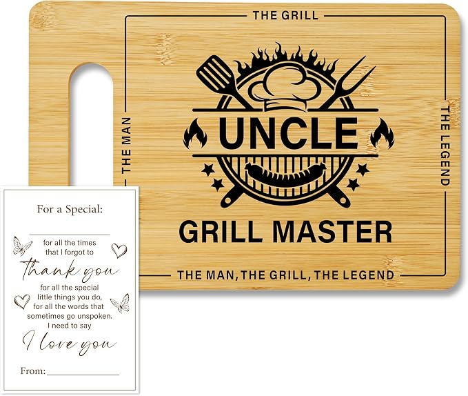 Best Uncle Gifts from Nephew, BBQ Cutting Board-Grill Master, Charcuterie Board for Kitchen Decor, Birthday Gift For Uncle Men -08